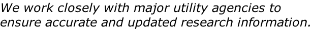 We work closely with major utility agencies to  ensure accurate and updated research information.